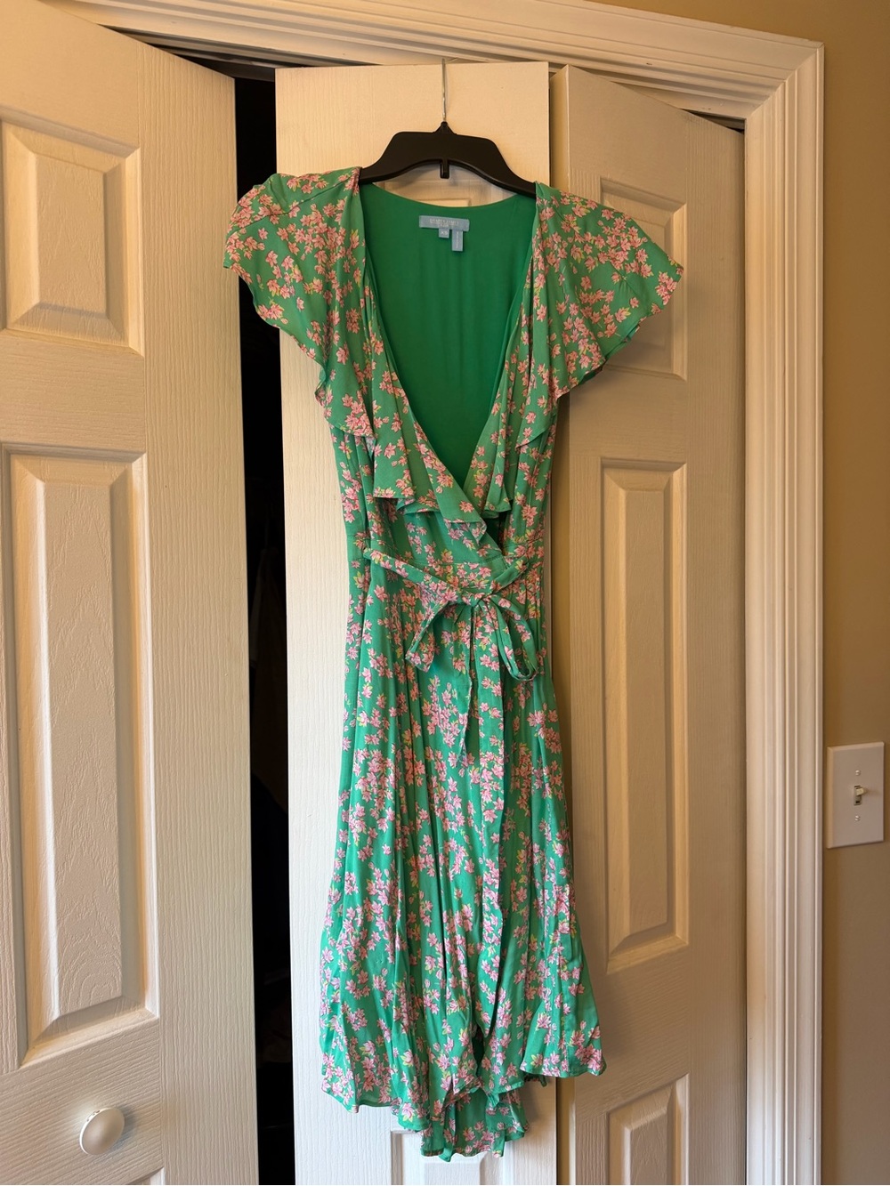 Draper James Green Floral Wrap Midi Dress